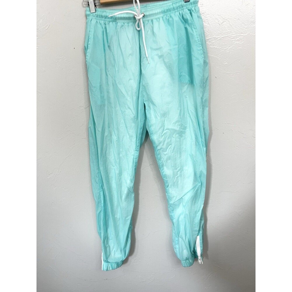 American Apparel Jogger Windbreaker Pants Size Small Blue Ankle Zip Drawstring